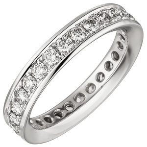 Damen Memory-Ring 585 Gold Weißgold mit Diamanten Brillanten rundum