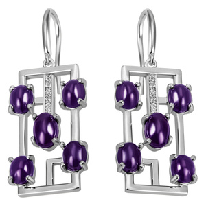 Ohrhänger Amethyst 925 Sterling Silber 12 Zirkonia Ohrringe Silberohrringe