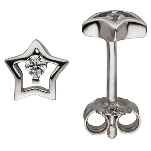 Kinder Ohrstecker Stern 925 Sterling Silber 2 Zirkonia Kinderohrringe