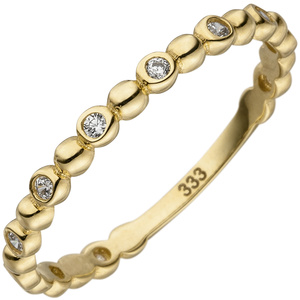 Damen Ring Kugel 333 Gold Gelbgold 11 Zirkonia Goldring Kugelring