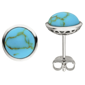 Ohrstecker 925 Sterling Silber 2 Türkis-Imitationen Ohrringe