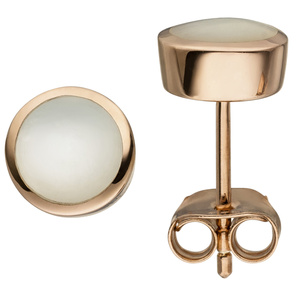Ohrstecker 925 Sterling Silber rotgold vergoldet 2 Perlmutt-Einlagen Ohrringe