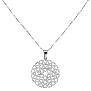 Collier Herzen Edelstahl mattiert 50 cm Karabiner