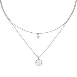 Collier Halskette 925 Sterling Silber 5 Zirkonia 44 cm