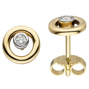 Ohrstecker 585 Gold Gelbgold 2 Diamanten Brillanten Ohrringe