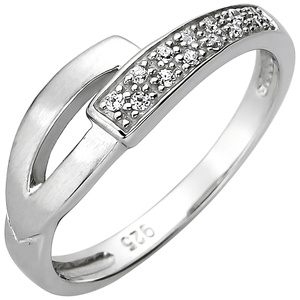 Damen Ring 925 Sterling Silber 13 Zirkonia Silberring
