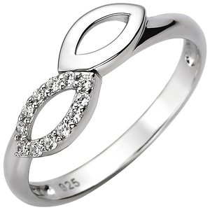 Damen Ring 925 Sterling Silber 12 Zirkonia Silberring