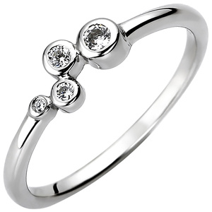 Damen Ring 925 Sterling Silber 4 Zirkonia Silberring