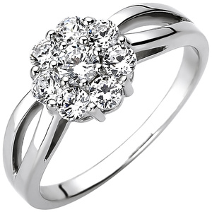 Damen Ring 925 Sterling Silber 8 Zirkonia Silberring