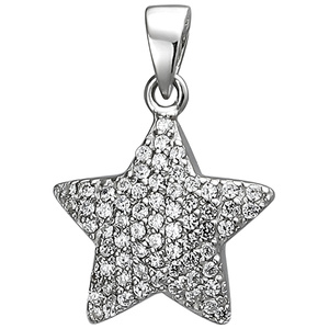 Anhänger Stern 925 Sterling Silber 67 Zirkonia Silberanhänger