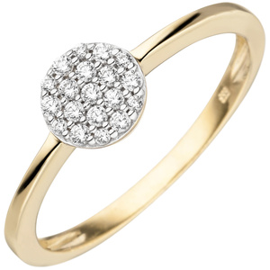 Damen Ring 333 Gold Gelbgold bicolor 19 Zirkonia