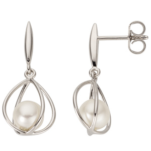 Ohrhänger 585 Gold Weißgold 2 Süßwasser Perlen