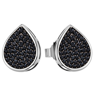 Ohrstecker Tropfen 925 Sterling Silber 56 Zirkonia schwarz
