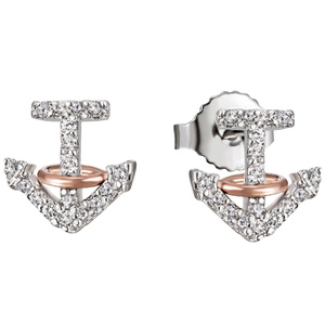 Ohrstecker Anker 925 Sterling Silber bicolor vergoldet 36 Zirkonia