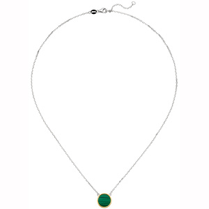 Collier 925 Sterling Silber bicolor vergoldet mit Malachit 45 cm