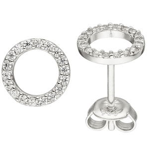 Ohrstecker 925 Sterling Silber 36 Zirkonia Ohrringe 7,7 mm