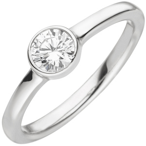 Damen Ring 925 Sterling Silber 1 Zirkonia Silberring