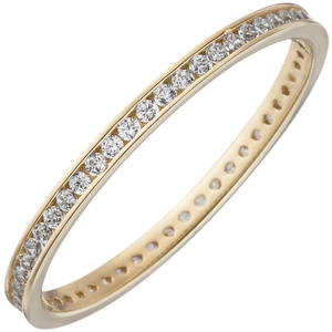 Damen Ring schmal 333 Gold Gelbgold mit Zirkonia rundum Goldring