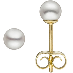 Ohrstecker 333 Gold Gelbgold 2 Süßwasser Perlen 4,5 mm
