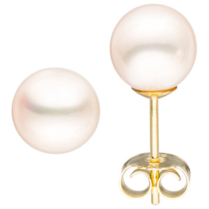 Ohrstecker 585 Gold Gelbgold 2 Süßwasser Perlen 7,5 mm