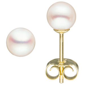 Ohrstecker 585 Gold Gelbgold 2 Akoya Perlen 5 mm