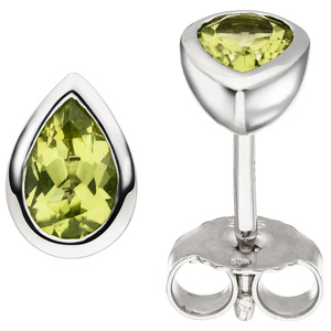 Ohrstecker 585 Gold Weißgold 2 Peridote grün Ohrringe
