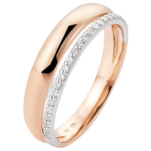 Damen Ring 585 Rotgold Weigold bicolor 23 Diamant-Brillanten