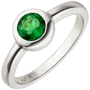 Damen Ring 925 Sterling Silber 1 Zirkonia grün