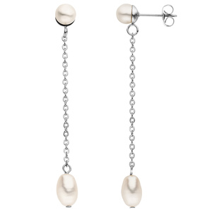 Ohrhänger Edelstahl 4 Süßwasser Perlen Ohrringe Perlenohrringe