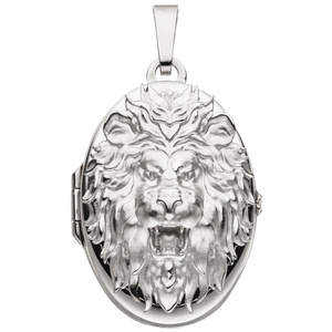 Medaillon Löwe oval 925 Sterling Silber