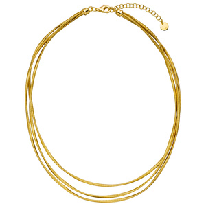 Collier Halskette mehrreihig 925 Sterling Silber gold vergoldet matt 47 cm