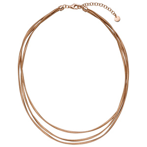 Collier Halskette mehrreihig 925 Sterling Silber rotgold vergoldet matt 47 cm