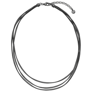 Collier Halskette mehrreihig 925 Sterling Silber matt schwarz rutheniert 47 cm