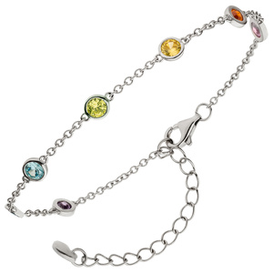Armband 925 Sterling Silber 7 Zirkonia 19,5 cm