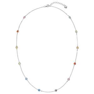 Collier Halskette 925 Sterling Silber 12 bunte Zirkonia 45 cm