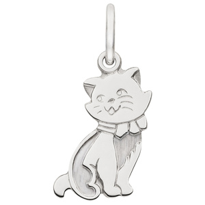 Anhänger Katze 925 Sterling Silber mattiert Silberanhänger