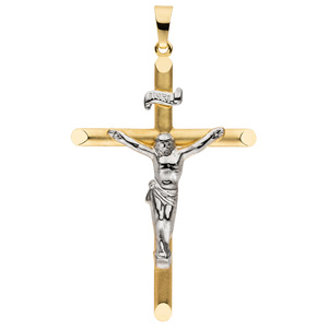 Anhänger Kreuz 333 Gold Gelbgold bicolor mattiert Kreuzanhänger