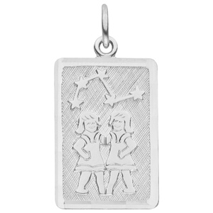 Anhänger Sternzeichen Zwilling eckig 925 Sterling Silber matt