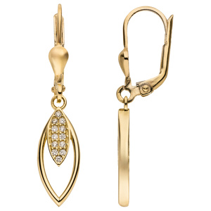 Ohrhänger 333 Gold Gelbgold 24 Zirkonia Ohrringe Boutons Goldohrringe