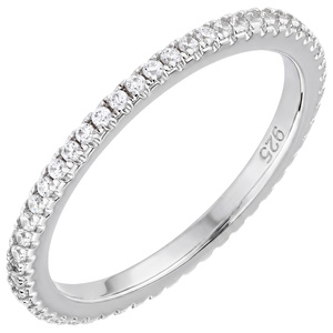 Damen Ring 925 Sterling Silber ca. 49 Zirkonia rundum Silberring