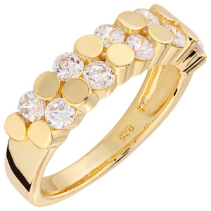 Damen Ring 925 Sterling Silber vergoldet 10 Zirkonia Silberring
