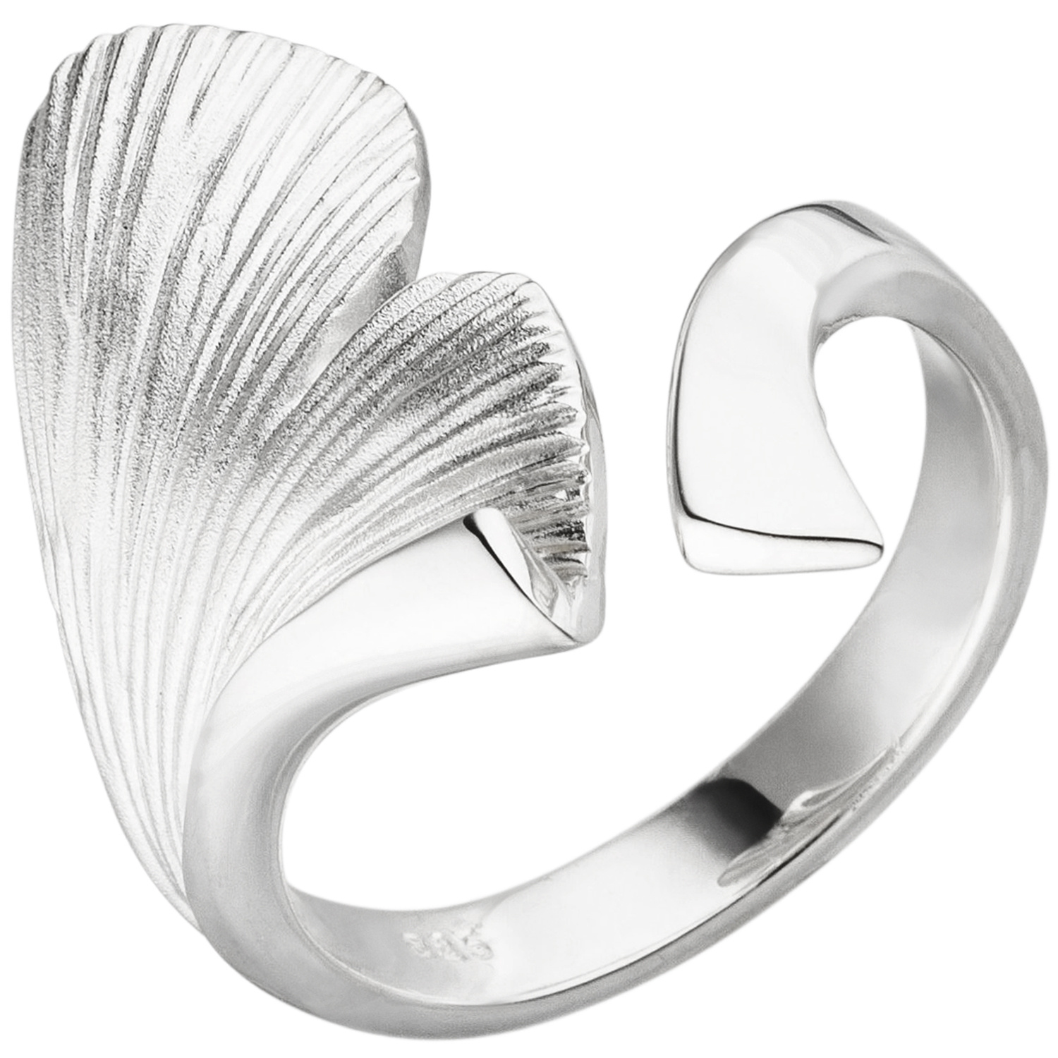Silberring Ginkgo Blatt Ginko Natur Ring Silber 925 Verstellbar Offen Damenringe 