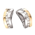 Creolen 585 Gold Weißgold Gelbgold bicolor matt 16 Diamanten Brillanten Ohrringe
