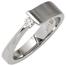 Damen Ring 585 Gold Weigold teilmatt 1 Diamant Brillant 0,07ct. Weigoldring