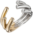 Damen Ring offen 585 Gold Gelbgold Weigold bicolor 6 Diamanten Brillanten