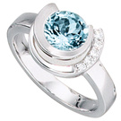 Damen Ring 585 Gold Weigold 1 Aquamarin hellblau blau 5 Diamanten Brillanten