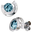 Ohrstecker 585 Gold Weigold 2 Aquamarine blau 10 Diamanten Brillanten Ohrringe