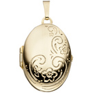 Medaillon oval für 2 Fotos 333 Gold Gelbgold Anhänger zum Öffnen