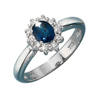 Damen Ring 585 Gold Weigold 1 Safir blau 10 Diamanten Brillanten Goldring