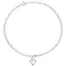 Fußkettchen Fußkette Herz 925 Sterling Silber Federring